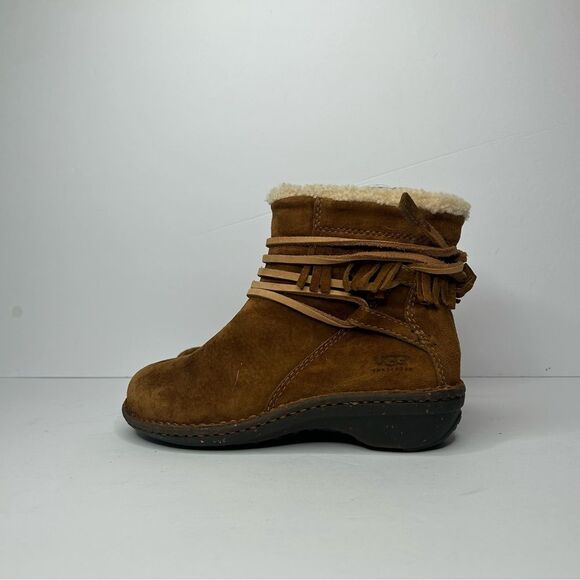 UGG Brown Winter Boots Suede Ankle Style - Picture 10 of 10